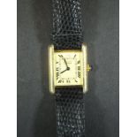 A Must de Cartier silver gilt ladies tank wristwatch with Quartz movement,