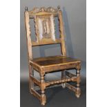 A 17th Century and later oak hall chair,