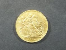 An Edward VII 1904 gold sovereign