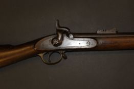 A 19th Century Brown Bess musket, hammer action, the side plate bearing Victorian Royal cypher and