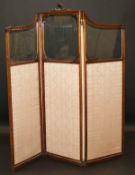 An Edwardian mahogany framed threefold vanity screen in the Louis XVI taste,