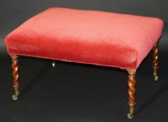 A Victorian upholstered rectangular stool of large proportions,
