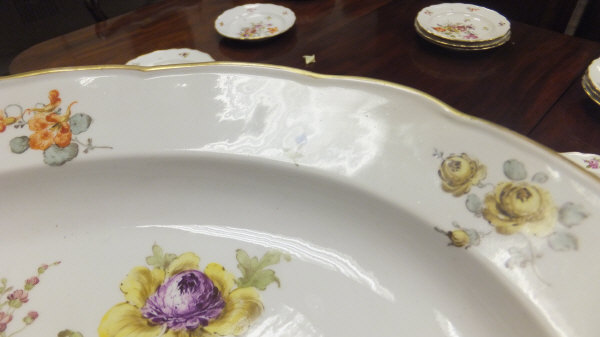 A 20th Century Meissen part dinner service painted with floral sprays and with shaped gilt decorated - Image 10 of 10