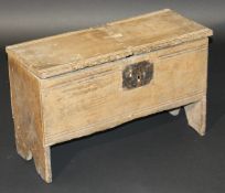 An 18th Century six plank hutch of small proportions,