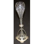 A WMF vase with tulip shaped glass bowl and Art Nouveau base,