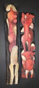 LUCKY SIBIYA (1942-1992) "Siamese twins", a pair of oils on wood cut carvings, each signed, 97.