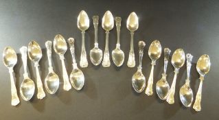 A set of five George IV Irish silver Kings pattern teaspoons (by Edward Twycross with double strike