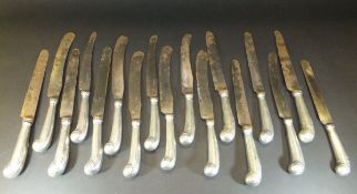 A set of ten pistol grip handled knives with 19th Century blades, variously inscribed "H.