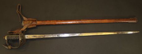 A George V Kings Shropshire Light Infantry Officer's sword, the engraved blade with shagreen covered