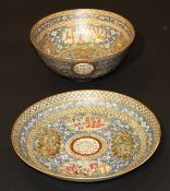 A 19th Century Chinese porcelain "Rose Medallion" polychrome decorated deep bowl for the Persian