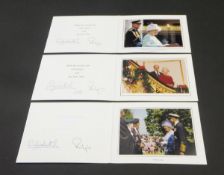 Three Christmas cards from Her Majesty The Queen and Prince Philip for 2004, 2005 and 2006,