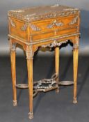 An Edwardian mahogany box on stand in the Chippendale taste with applied foliate decoration,