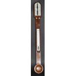 A 19th Century rosewood cased stick barometer, the movement by Negretti & Zambra of London,