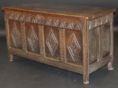 An 18th Century oak coffer,