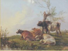 ATTRIBUTED TO THOMAS SIDNEY COOPER (1803-1902) "Cattle in a landscape", oil on board,