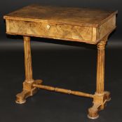 An early 19th Century Continental walnut dressing table, bears label "Old Times Furnishing Co.