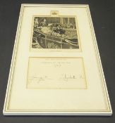 A framed and glazed image of George VI and Queen Elizabeth in Royal carriage for the Silver Wedding