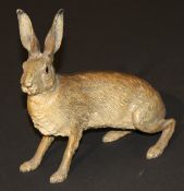 FRANZ BERGMAN (AUSTRIAN) (1898-1963) cold-painted bronze figure of a hare, No'd. 6250 to base, 19 cm