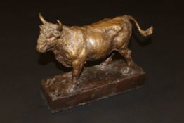 NICOLA TOMS "Chillingham Bull", full length study, chocolate brown patinated bronze,