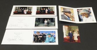 Four Christmas cards from Her Majesty The Queen and Prince Philip for 2007, 2008,