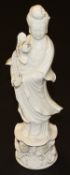 A Chinese porcelain blanc-de-chine figure of Guan-Yin (with removable left hand),