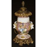 A 19th Century Continental porcelain vase table lamp by Jean Gille of Paris (marked to base of
