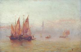 E BLAND  "Lagoon Venice", oil on board, signed and dated 1902 bottom right, 15.5 cm x 23 cm