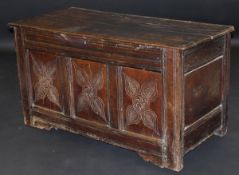 A late 17th Century oak coffer,