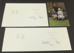 A Christmas card from Her Majesty The Queen and Prince Philip depicting The Queen and Prince Philip