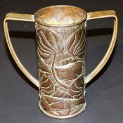 A Newlyn School beaten copper vase in the manner of John Pearson,