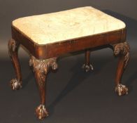 A Victorian walnut framed dressing stool in the early 18th Century manner,