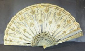 A 19th Century horn and sequin studded fan,