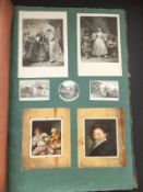 A Victorian scrapbook containing various scraps, mainly engraved plates to trompe l'oeil studies,