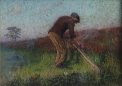 H NEEDHAM BROWNE (20th Century) "Man with scythe", pastel, initialled lower right,