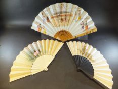 A 19th Century ivory and silk fan,