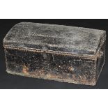 A 19th Century leather and studwork decorated dome top trunk of small proportions, the top decorated