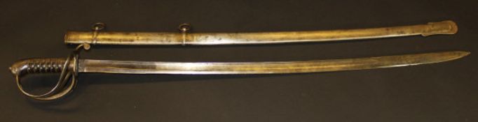 A 19th Century 1822 pattern sword by Mole of Birmingham, the slightly curved fullered blade with