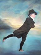 EDWINA CROSS AFTER HENRY RAEBURN "The skating minister", oil on board, unsigned,