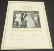 A framed and glazed image of the Royal Family and the infant Prince Edward adapted from the 1964