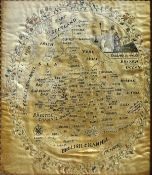 18TH CENTURY ENGLISH SCHOOL - silk needlework map depicting the counties in England and Wales, 50 cm