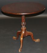 A late George III mahogany snap top tea table,