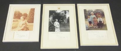 A framed and glazed image of the Queen Mother adapted from the 1970 Christmas Card signed