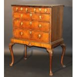 An early 18th Century walnut and cross-banded chest,