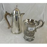 A George V silver water jug of 18th Century domed style (London 1920),