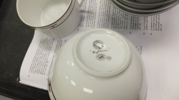 A collection of Hermes "Rythme" pattern porcelain dinner wares to include oval platter, six - Image 12 of 14