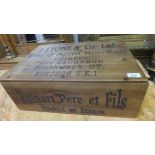 A reproduction wine crate inscribed "J Lyons & Co.