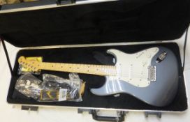 A Fender American Standard Stratocaster electric guitar, charcoal frost metallic, maple neck, Serial