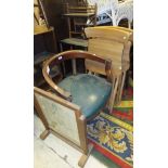 An Empire style desk chair, needlework fire screen, two folding chairs,