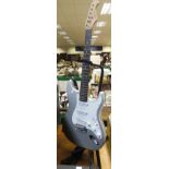 An Aria STG Series Stratocaster copy electric guitar, silver bodied,