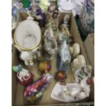 Two boxes of decorative china wares and ornaments to include Royal Doulton figurine "Christmas